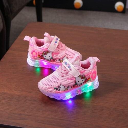 Disney Fashion Lovely Cartoon Baby Girls Shoes Mesh Breathable Lighted Kids Sneakers Infant Tennis Hot Sales Children Shoes