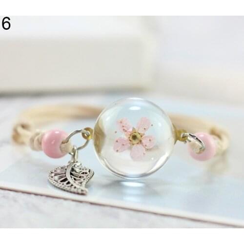 Fashion Dry Plant Specimen Bracelet Glass Ball Dandelion Gypsophila Girlfriends Gift for Women Bracelets