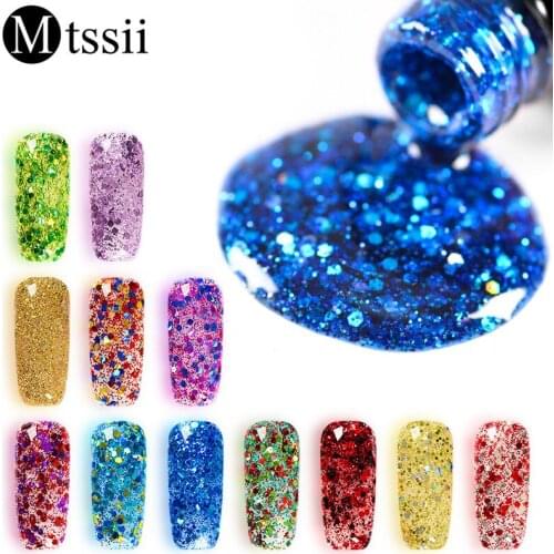 Mtssii 7ml 12 Colors Shining Long Lasting Nail Gel Polish Soak Off UV LED Glitter Shimmer Gel Lacquer Nail Art Gel Varnishes