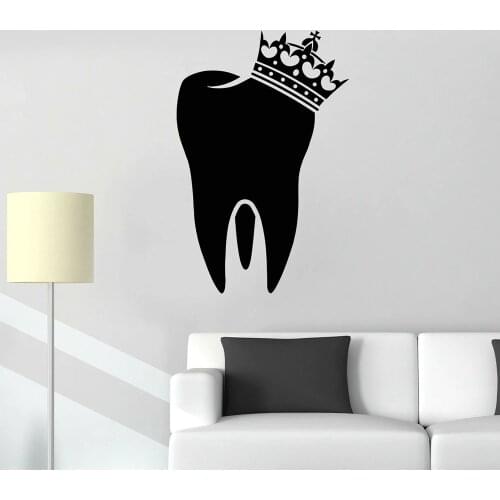 Tooth Crown Wall Decal Teeth Hospital Kid Room Art Decor Dentist Personal Care Dental Clinic Shop Window Vinyl Wall Sticker Z515
