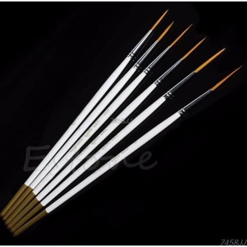 Hot 6Pcs/Set Nylon Hair Round Paint Brush Hook Line Pen Artist Draw Painting Craft DropShip