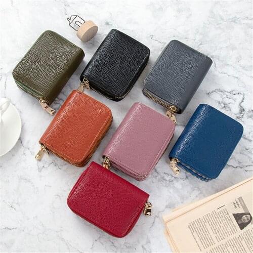 2021 New Style Id Card Holder Pu Leather Zipper Mini Coin Purse Credit Card Holder Color Business Coin Bag Business Card Holde