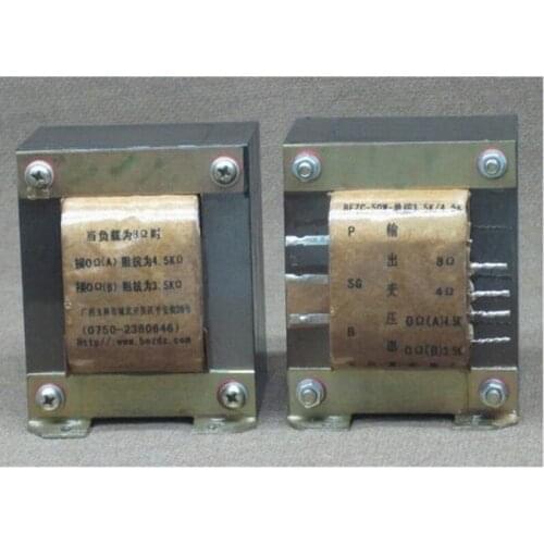 50W-3.5-4.5K single-ended output transformer, secondary: 4,8Ω, frequency response 10-50KHZ (-2dB), suitable for 300B, KT88, ect