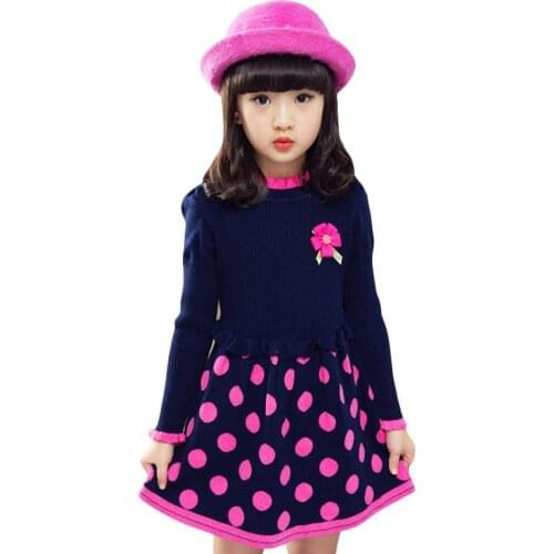 Dresses For Girls Dot Knitted Sweater Dress For Girls Party Kids Dress Autumn Winter Christmas Clothes For Girl 3 6 8 13 Years
