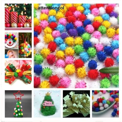 2019 New 100pcs/lot Gold thread Fluffy 10mm Multi option Pompoms Soft Pom Poms balls DIY Wedding Decor Accessories