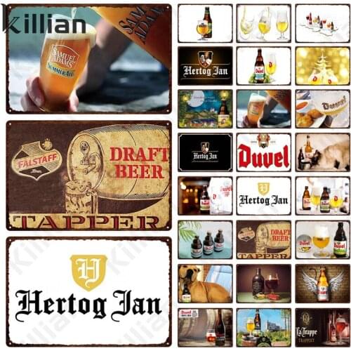 Beer Advertising Metal Poster Cartoon Retro Fashion Style Metal Plate and Metal Plaque Bar Club Restaurant Wall Art Decoration