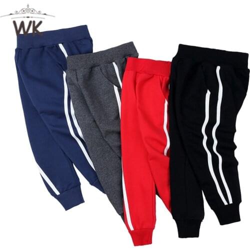 Retail New cotton Pants For 2-10T Solid and Striped Boys Girls Casual Sport Pants Jogging Enfant Kids Children Trousers Cool