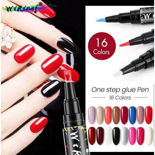 WiRinef 16 Colors Convenient One Step Nail Gel Polish Pen 3 In 1 UV Gel Nail Varnish Easy For Beginners To Use Gel Lacquer