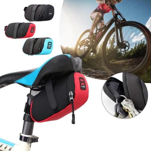 Bike Frame Front Tube Bag Nylon Waterproof Storage Saddle Seat Bicycle Cycling Tail Rear Bag Bicycle Accessories Black/Red/Blue