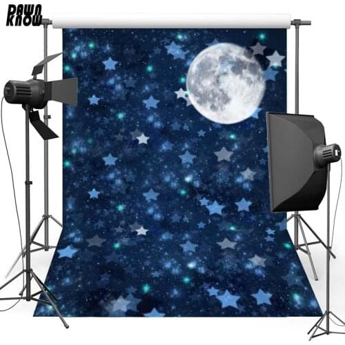 DAWNKNOW Night Sky Vinyl Photography Background For Moon Star New Fabric Polyester Backdrop For Wedding Photo Studio F2755