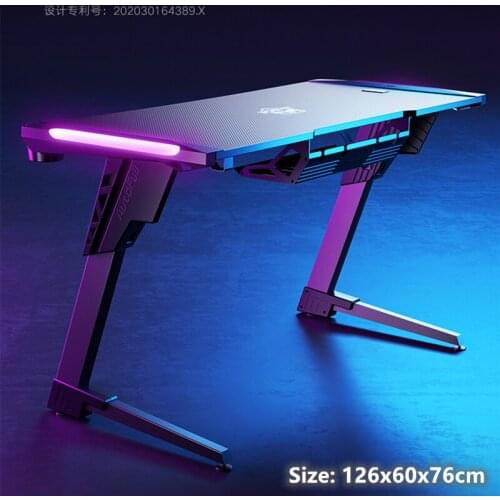 126x60x76cm Gaming Table High Quality Computer Desk Household Carbon Fiber Desktop Black Steel Frame Professional Game Table