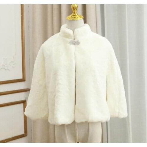 Winter Bridal Cape White Split Faux Fur Cape Wedding Fur Shawl for Bridesmaids Faux Fur Shrug for Kid Bridal Wrap Faux Fur Stole
