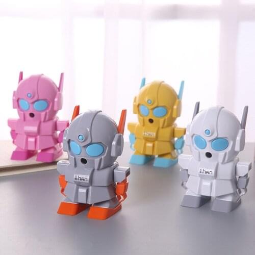 1pc Color Random Cartoon Robot Mechanical Wooden Pencil Sharpener Cutter Student Kids Gift Stationery School Rewards Supply