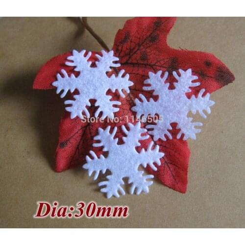 300pcs/lot 30mm White mini cute non-woven felt snowflake patch,mini felt snowflake applique for kids accessories