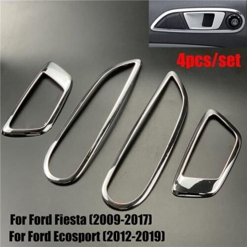 4pcs/lot For Ford Ecosport Fiesta interior door handle decorative circle ABS Chrome trim decoration ring border stickers