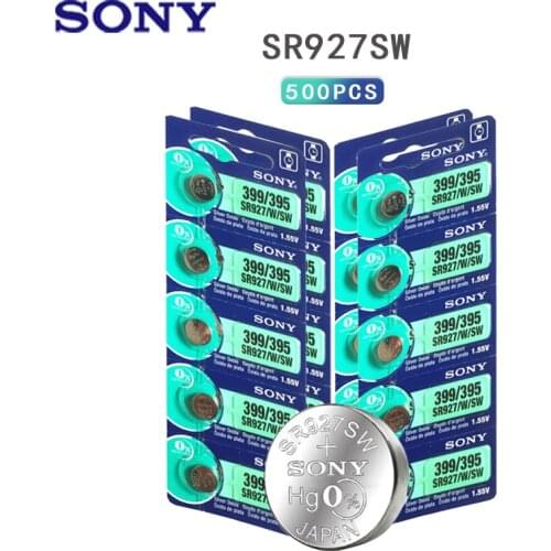500pcs/lot Sony 100% Original 395 SR927SW 399 SR927W AG7 LR927 1.55V Silver Oxide Watch Battery Watch Battery MADE IN JAPAN