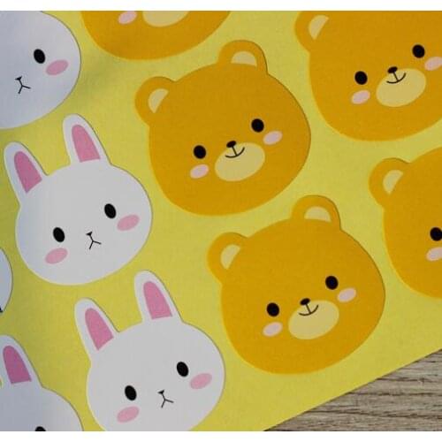 720 stickers/lot rabbit bear pattern self-adhesive paper label sticker for gift , Item No.TK43