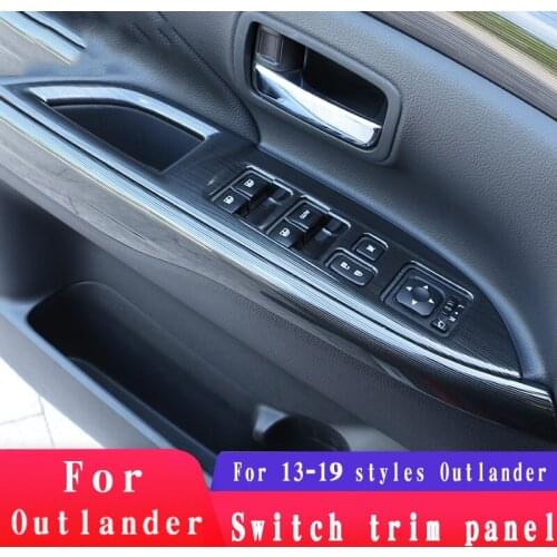 Car decoration accessories ABS chrome Interior armrest glass lifting panel decorative frame for Mitsubishi Outlander 2013-2019