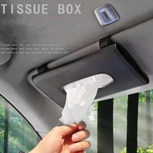 Car Tissue Boxes PU Leather Hanging Paper Towel Clip Napkin Holder Backseat Tissue Case Universal Auto Interior Storage
