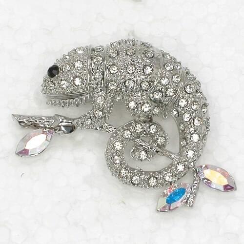Clear Rhinestone AB Marquise Chameleon Reptile Pin brooches C65 A