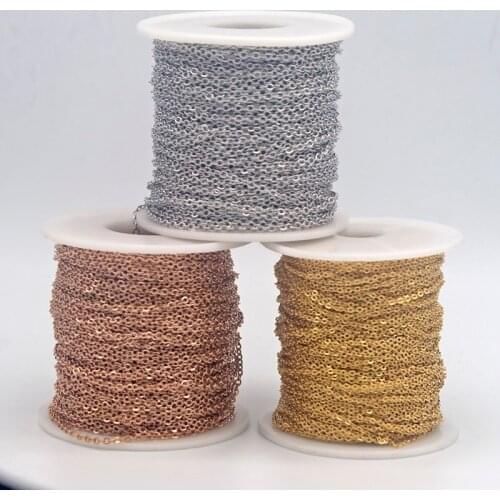 2m/lot Stainless Steel Cable Chain Bulk Rose Gold Chain 1/1.5/2/2.5/3mm Necklace Diy Handmade Jewelry Making Necklace Materials