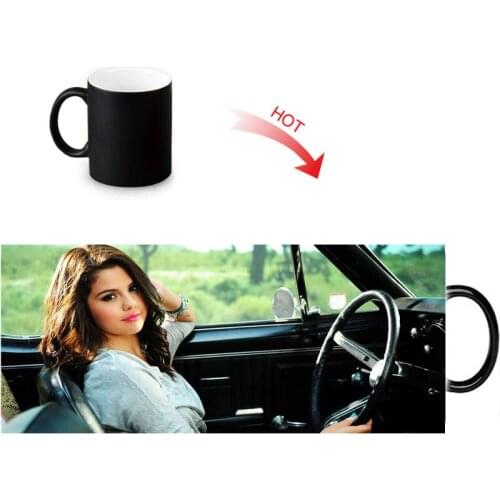 Selena Gomez Heat Reactive Color Changing Coffee Mug Custom Ceramic Tea Milk Water Cups 350ml DIY magic Mugs Novelty Gift