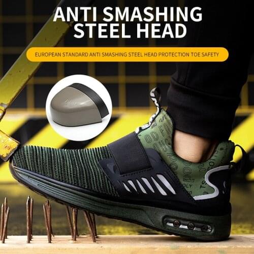 Men Light Sneaker Indestructible Steel Toe Soft Anti-piercing Work Boots Men Shoes New Breathable Mesh Safety Shoes Combat Boots