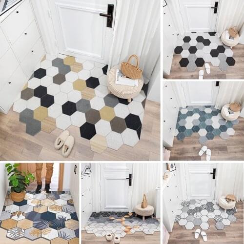 Home PVC Silk Loop Floor Entrance Mats Carpet Nordic Cut Printed Doormat Carpet Living Room Bedroom Bathroom Non-Slip Door Mats