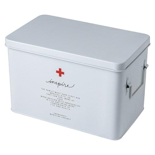 Nordic Double Layer First Aid Kit Home Medical Storage Box Metal Drug Gathering Organizer Holder Family Healthcare Medicine Box