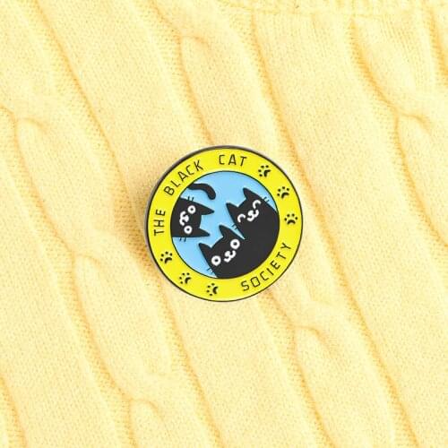THE BIACK CAT Enamel Pin Custom Funny Society cat Animal Brooches Shirt Lapel Bag Cute Badge Cartoon Jewelry Gift for Friends