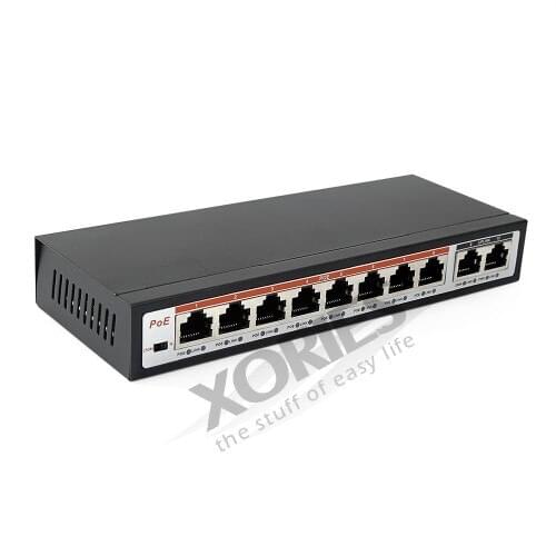 HOMSECUR 10 Ports 100Mbps PoE+ Switch 8 Ports PoE+(Plus) 802.3af/at 30W 2 Uplink Ethernet