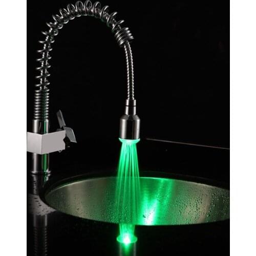 Free ship Chrome LED One Handle Kitchen Faucet Pull out Spray Swivel Spout Solid Brass