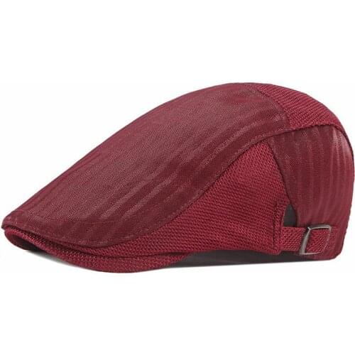 2021 Polyester Spring Summer solid color mesh Newsboy Caps Flat Peaked Cap Men and Women Painter Beret Hats 45