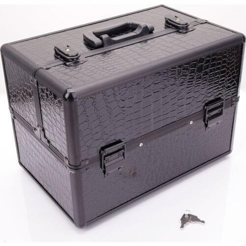 Cosmetic storage box black high end portable foldable saving-space with 2 keys 190823211