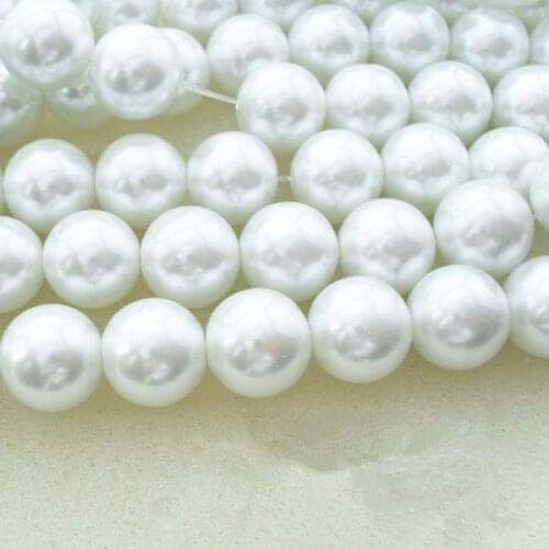 Wholesale 4.6.8.10.12.14mm White Imitation Glass Pearl Round Beads for Necklace Handmade Jewelry Making Craft DIY GL-06