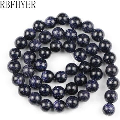 Natural Stone Blue Sand Round Loose Spacer Beads For Jewelry Making Bracelet Earring 15'' Strand 4/6/8/10/12mm DIY Accessories