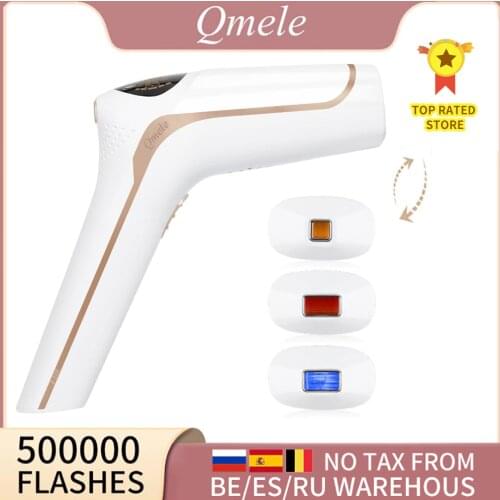 Qmele 3 in1 IPL Laser Hair Removal Machine Full Body Bikini Trimmer woman Electric 500000 Pulse LCD Permanent Epilator