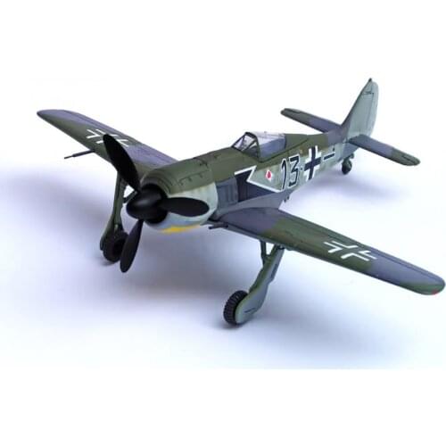 Diecast Airplane Model 1/72 Scale Fw 190A Fighter Jet Black 13 WWII Military Aircraft Display Classic Alloy Plane Toys for Boys
