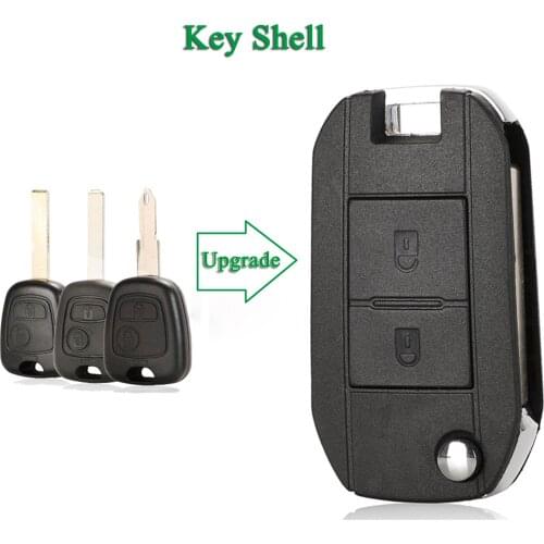 Bilchave 2 Buttons Modified Remote Car Key Shell Case FOB For Citroen Peugeot With HU83/VA2/NE73 Blade Replacement