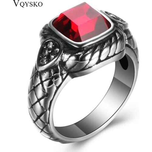 Fashion New Stainless Steel Mens Rings Red Wedding Rings For Men Vintage Opal Jewelry High Quality Cool Ring Men