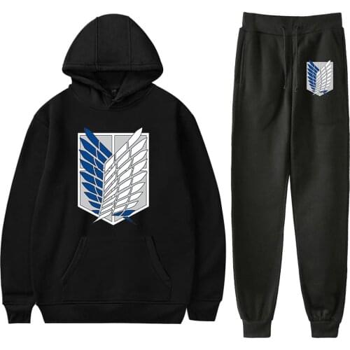 Fashion Attack on Titan Set Men/women Hot Cotton Harajuku Hip Hop Attack on Titan Mens Set Casual Suit Men/women Clothes