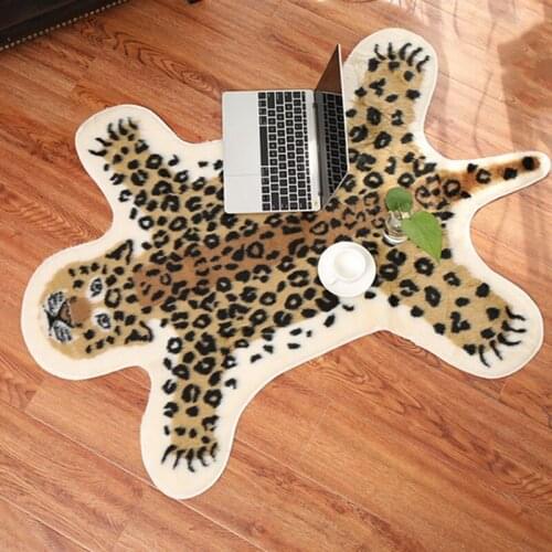 Tiger Printed Washable Faux Skin Bedroom Coffee Table Carpet Area Rug Living Room Non Slip Mat Long Plush Home Decor