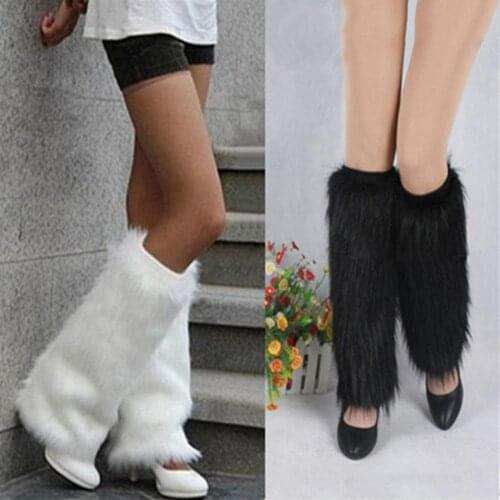 2021 New socks Popular in Europe Fashion Winter Solid Color Womens Boot Covers Warm Furry Faux Fur Leg Warmers Fur long socks