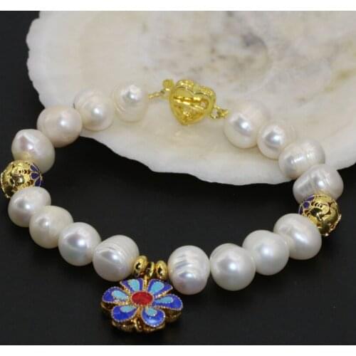 New arrival natural white cultured freshwater 10-11mm pearl unique design clasp bracelets women elegant jewelry 7.5inch B2756