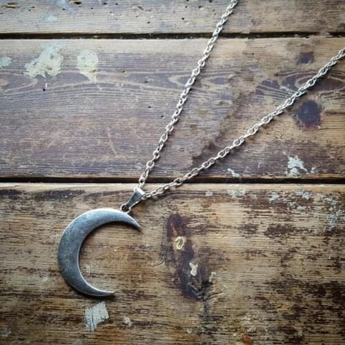 Stainless steel ball chain Crescent Moon necklace mystic gothic Lunar witch Pagan Wiccan luna Moon phase witchy Goddess