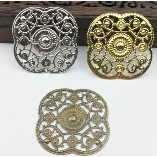 20pcs 45mm Filigree flower Wraps Metal Charms For Embellishment Scrapbook DIY Jewelry Metal Craft Wraps ear accessories