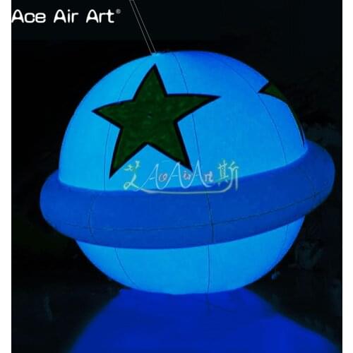 Hanging EU balloon inflatable led light balloon with 5 point stars for decoration for France
