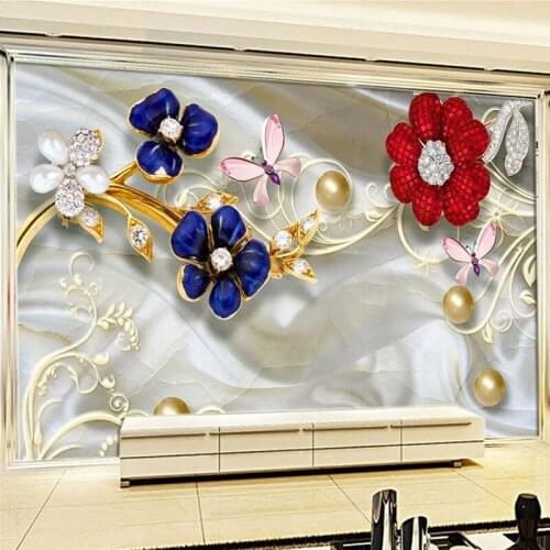 Custom Photo Wallpaper 3D Stereo Relief Jewelry Flower Modern Minimalist European Style Living Room TV Background Wall Papers 3D
