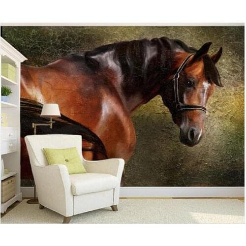 Custom photo wallpaper photo wallpaper Painting red horses decorated painting living 3d wallpaper