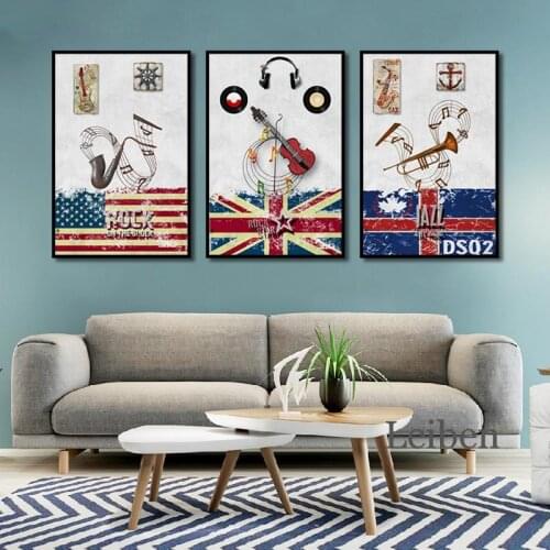 Nordic Rock Musical Instrument Violin Art Poster Canadian Flag Print Picture Modern Home Decor Bedroom Frameless Canvas Painting